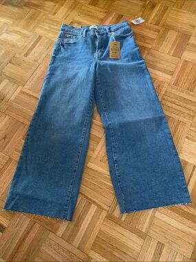 Kensie High Rise Wide Leg Raw Hem Crop Denim Jeans Women’s Size 6 / 28